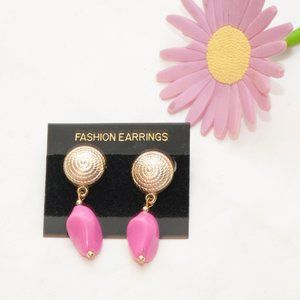 Pink and Golden Fashion Earrings